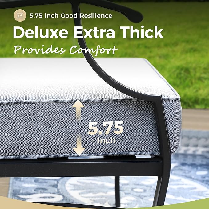 Patio Furniture Set with Firepit Table, 4 Pcs Metal Outdoor Conversation Set, 2 Swivel Chairs and 3 Seater Sofa with 5.75" Extra Thick Cushion and Gas Fire Pit Table for Backyard Deck, Grey