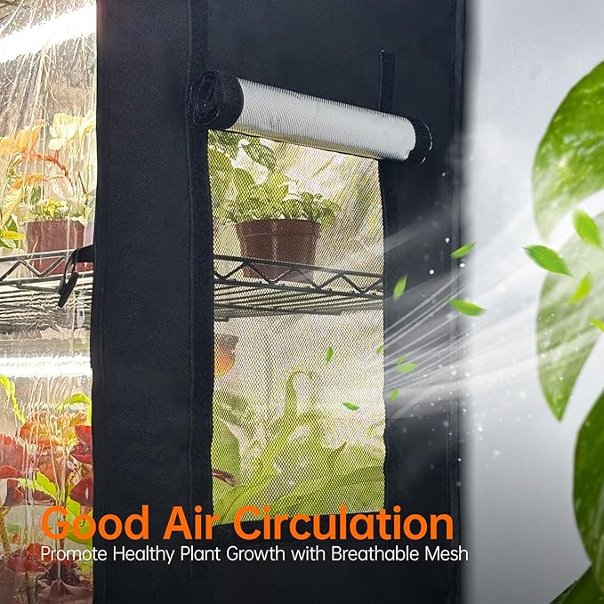 Indoor Greenhouse with Grow Light, Plant Stand with 4 Pack 5000K Full Spectrum Plant Lights , Plant Shelf with Tent for Indoor Plant, Seed Starting, Seed Tray, 29.5"x13.8"x59"