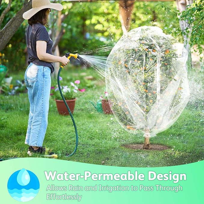 JOJOLEE Garden Blueberry Bush Netting Cover, 2Pcs 5.9 x 5.9FT Insect Bird Nettings with Zipper and Drawstring, Protective Plant Cover Mesh Net Bags for Fruit Trees, Tomatoes, Flowers