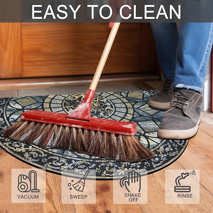 CHICHIC Entrance Door Mat Large 24 x 36 Inch Entry Way Doormat Front Door Rugs Outdoors Heavy Duty Welcome Mat Non Slip Rubber Back Low Profile for Garage, Patio, High Traffic Area, Blue