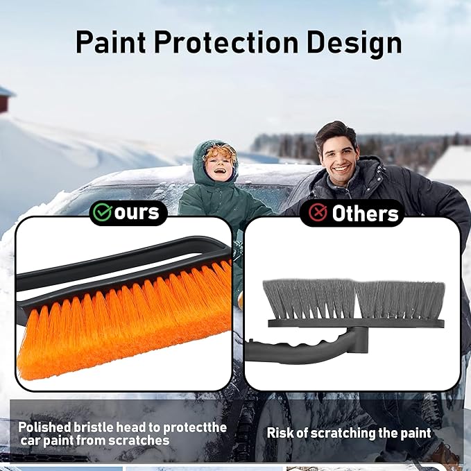 37'' Snow Brush and Ice Scraper for Car Windshield, Aluminum Extendable Snow Removal Tool for Car Window with Foam Grip for SUV Truck Auto Vehicle Winter Accessorie - Orange
