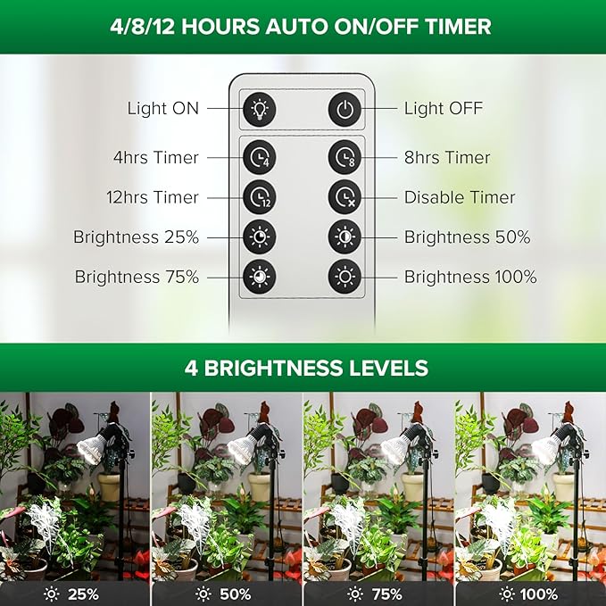SANSI Grow Lights for Indoor Plants, 4 Dimmable Levels Br30 30W Full Spectrum Plant Lights for Indoor Growing, Tripod Stand Adjustable 30"-55" Plant Grow Light with Remote Control Auto Timer