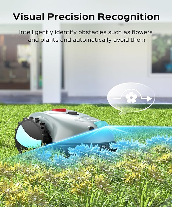 V100 Robotic Lawn Mower, HD Visual Navigation, Smart Obstacle Avoidance & Precision Collision Sensors, Adjustable Cutting Height, Quiet Operation, Ideal for Small Lawns up to 1,600 sq ft