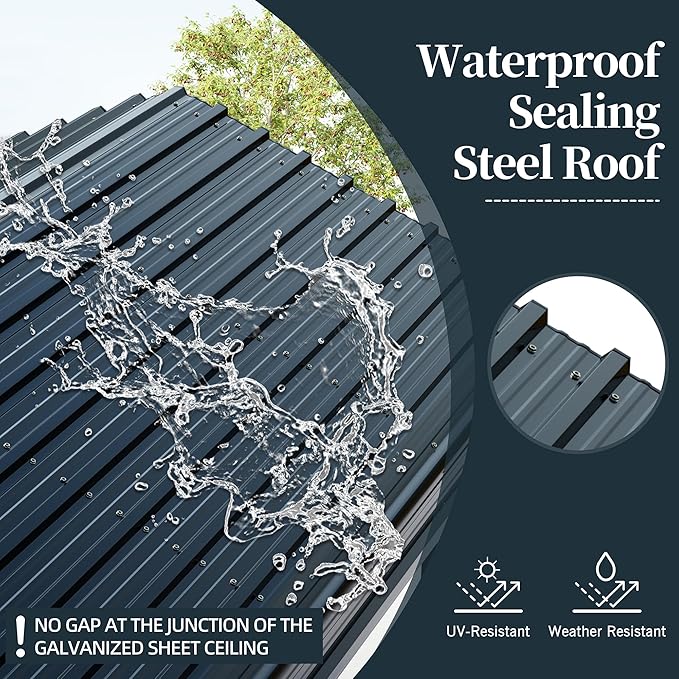 Metal Carport, Heavy Duty Metal Carport Canopy with Galvanized Steel Roof and Frame, Permanent Garage for Pickup, Bass Boat, Trucks, Car and Tractors