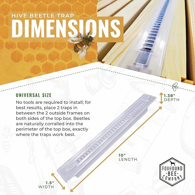 New Reusable Extra Long Beetle Trap with 3-Hinge Lift-Top for Trapping Small Hive Beetles in a Hive Without Chemicals (12)