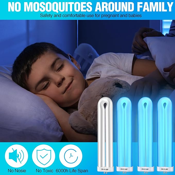 BF190 Replacement Bulb Compatible with Flowtron BK-40D Bug Zapper, 10 Inch FUL32T8/BL U Type Replacement Light Bulb for 32W Outdoor Electronic Insect Mosquito Killer(4 Pack)