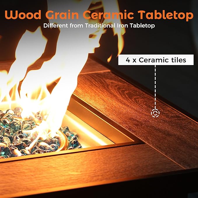 BALI OUTDOORS 50000 BTU Propane Fire Pit for Outdoor, 30 in Fire Pit Table Outdoor, Square Firepits for Outside Backyard, Patio