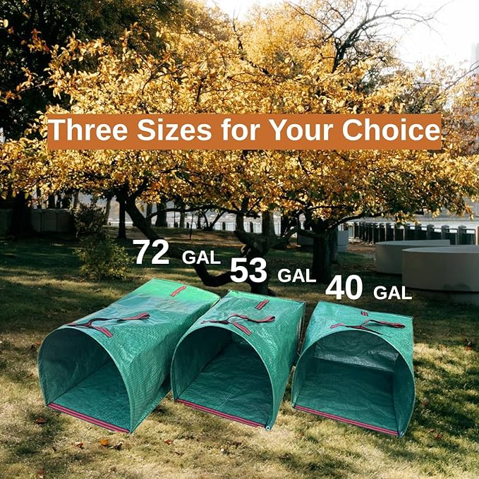 Leaf Collector Bags, Collapsible Yard Waste Bag 4-Pack – 40-Gallon Reusable Garden Bags for Leaves, Grass Clippings, Parties, Laundry & Camping (Dustpan-Type Design)