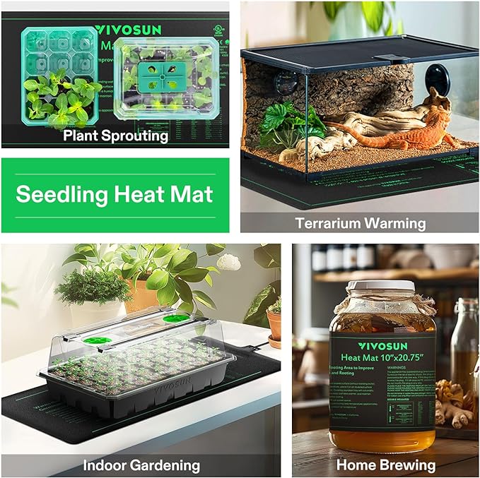 VIVOSUN 6-Pack 10" x 20.75" Durable Waterproof Seedling Heat Mat, UL & MET-Certified Warm Hydroponic Heating Pad for Germination, Indoor Gardening, Greenhouse