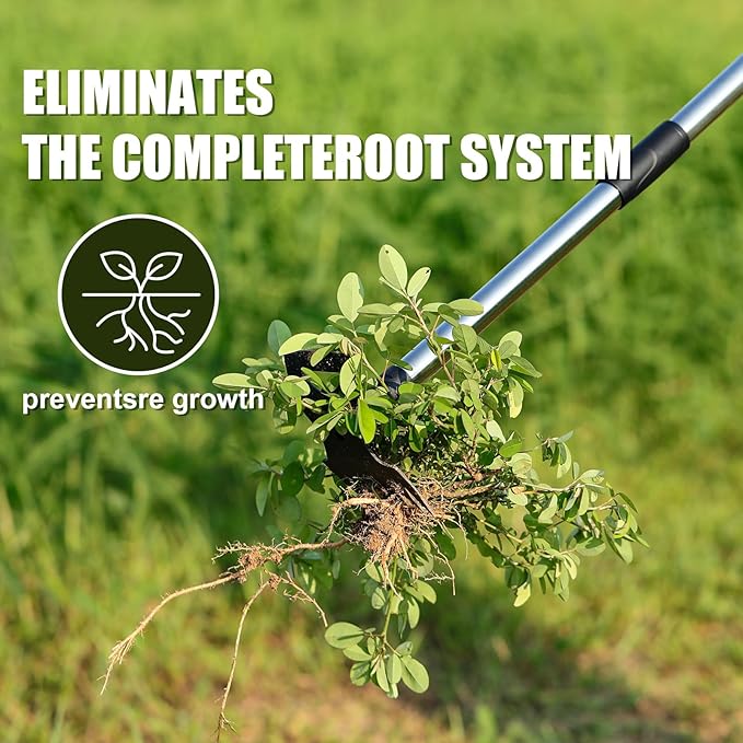 RONSUNG Weed Puller Tool with 57" Long Handle – 2-in-1 Stand Up Weeder & Garden Hoe with Heavy-Duty Steel Head, Manual Hand Uprooting Weeding Pull for Lawn, Yard & Lawn, Bonus Gloves Included