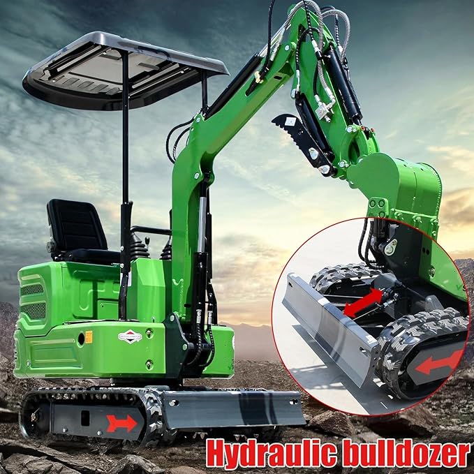 Mini Excavator for 1 Ton B&S Engine with Hydraulic Thumb Clamp,Standard Bucket, Rake, Grapple, Ripper，Mud Bucket，Quick Change Attachments (G Farm excavator)