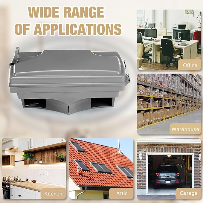 Qualirey 6 Pack Rat Bait Stations with 6 Keys Reusable Heavy Duty for Rodents Outdoor Mouse Poison Holder Large Station Traps for Mice Pests, Bait Not Included(Grey)