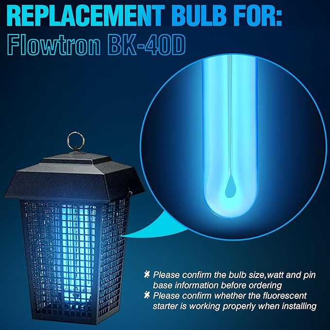 BF190 Replacement Bulb Compatible with Flowtron BK-40D Bug Zapper, 10 Inch FUL32T8/BL U Type Replacement Light Bulb for 32W Outdoor Electronic Insect Mosquito Killer(4 Pack)