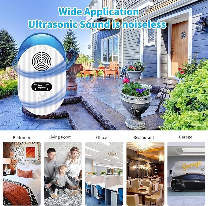 Ultrasonic Pest Repeller, 6Pcs Indoor Ultrasonic Repellent for Roach