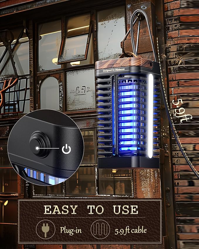 Minimoon Bug Zapper Outdoor with Dual LED Lights, 15W Mosquito Zapper 4200V Electric Fly Trap, Western Theme, IPX4 Waterproof, 5.9 Ft Cord, Fly Zapper for Backyard, Patio, Indoor