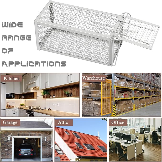 Qualirey 2 Pcs Humane Rat Trap Chipmunk Rodent Mouse Squirrel Trap Small Live Animal Mouse Voles Hamsters Live Cage Rat Mouse Cage for Mice Easy to Catch and Release (Silver)