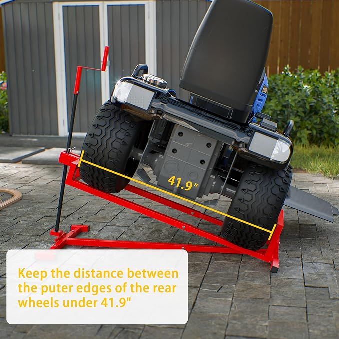 Ride-On Lawn Mower Jack Lift - Telescopic Maintenance Jack for Garden Tractors and Riding Lawn Mowers, 880 lbs Weight Capacity, Manual and Power Tool Handles Included