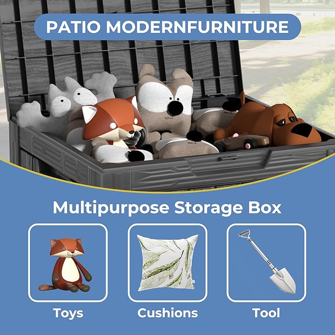 30GAL Black Outdoor Deck Box with Lock Hole - Waterproof, UV - Protected (SGS 1000plus), Ideal for Storing Patio Cushions and Garden Tools, Easy Assembly