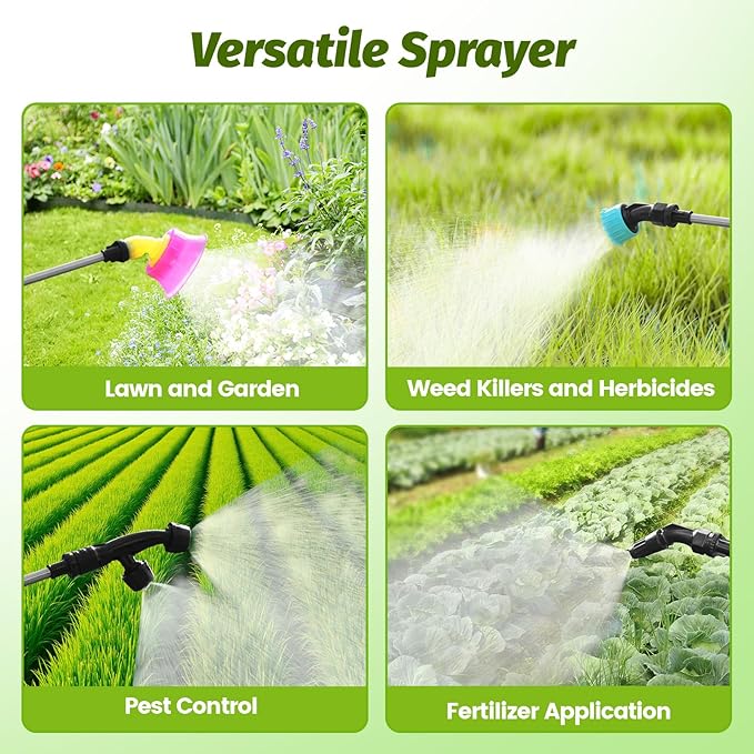 Battery Powered Backpack Sprayer 3 Gallon, Electric Lawn & Garden Sprayer with 4 Nozzles, 3 Modes, USB Rechargeable, Portable Yard Sprayer for Weed Killer, Fertilizer, Cleaning, Watering