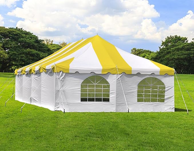 Party Tents Direct 20'x 40' Weekender Canopy Pole Tent with Sidewalls - Easy Up Canopy Tent with 160 Person Capacity - Outdoor Canopies for Parties, Weddings, and Events (Yellow/White)