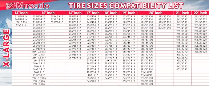 K-Musculo Snow Socks for Tires Traffic Cones, Snow Socks Snow Chain for Car SUV Pickup Easy to Use, Ultimate Grip, Washable.100 KM Safely In The Snow, EU EN-16662-1 Certififed(2 PACKS)-XL