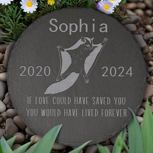Flying Squirrel Memorial Stone Flying Squirrel Garden Statue - Flying Squirrel Memorial Gifts - Flying Squirrel Tombstone - Flying Squirrel Loss Gift - Loss of Pet Flying Squirrel - Round