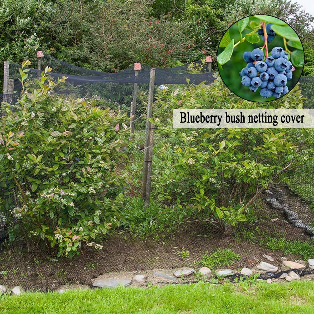 Junflying Bird Netting, 20x20 FT – 1/2" Mesh, Woven Black Netting for Garden Protection with Ties, Protects Vegetables, Fruit Trees, Blueberry Bushes & Strawberry Plants