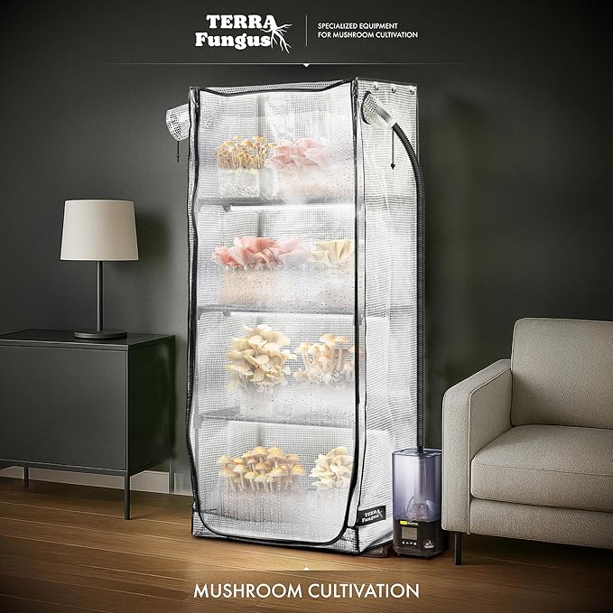 Mushroom Grow Tent with light and timer 6500k LED Grow Light, 4" vents compatible with accessories, Indoor Greenhouse with Grow Light, Martha tent for Mushroom, Indoor Green House, fits monotub & more