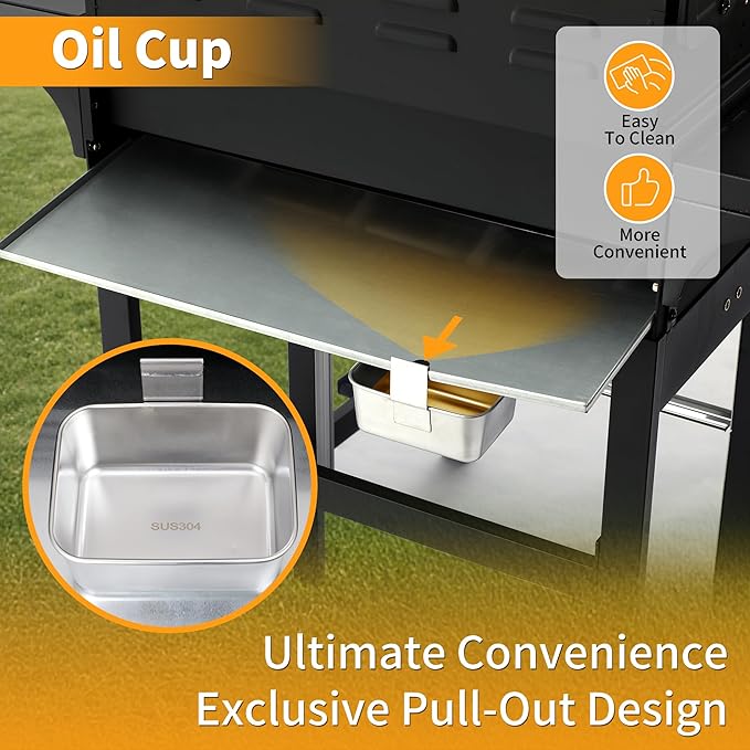 4 Burner Propane Gas Grill Combo w/Side Burner, 3-in-1 BBQ Grill with Charcoal Smoker & Griddle Plate, 46,750 BTU, 448 Sq.In. Stainless Steel Outdoor Cooking Station