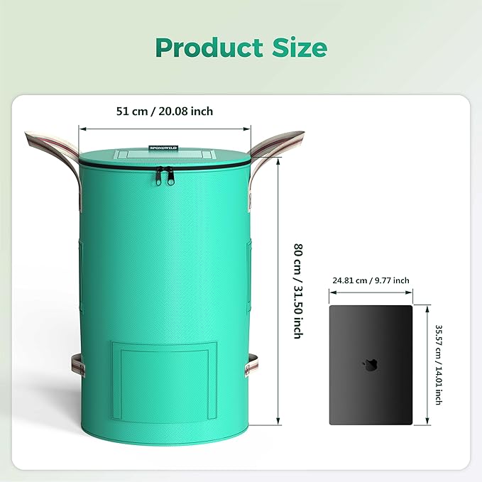 Compost Bin Outdoor - 43 Gallon Breathable Thickened Reusable Garden Yard Waste Bags, Composting Bin for Outside Garden with Faster Composting & Odor Reduction