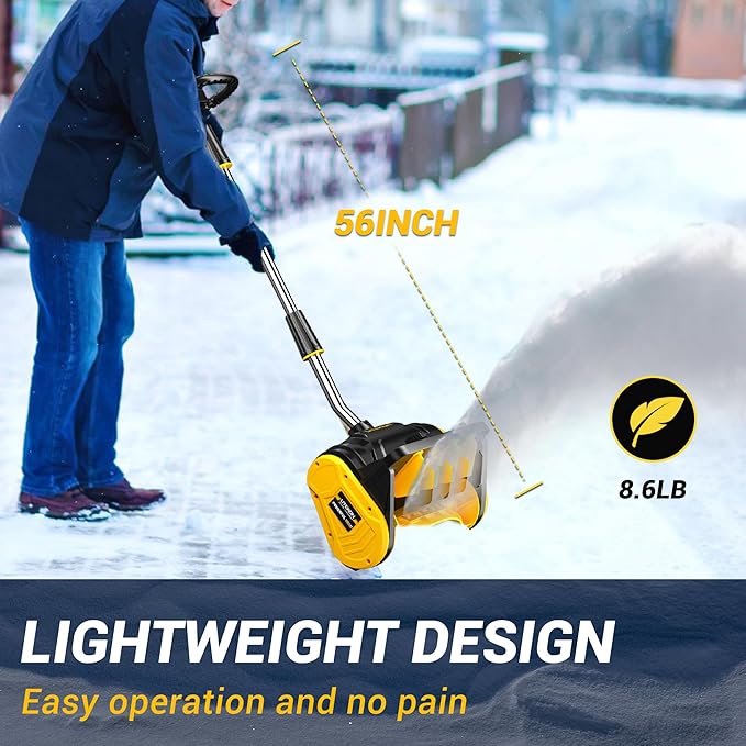40V Brushless Cordless Snow Shovel, 13-Inch Electric Snow Blower with 2X 4.0Ah Batteries & Charger, Battery-Powered Snow Removal with 16.5FT Throw Distance for Patio, Deck, Driveway,Yellow