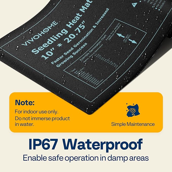 VIVOHOME 20W Waterproof Seedling Heat Mats for Seed Starting Propagation and Increase Germination Success 10 inch x 20.75 inch Pack of 2