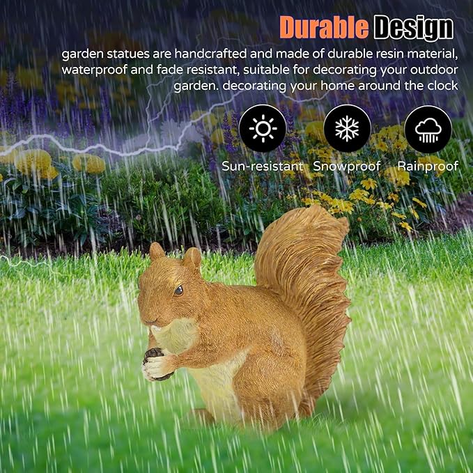 Garden Decoration Squirrel Statue - Adorable Wildlife Sculpture with Pinecone for Outdoor Patio, Lawn, or Garden Décor - Ideal for Nature Lovers