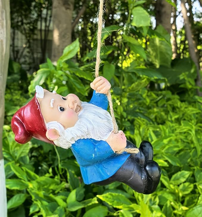Gnome Garden Decor Climbing Tree Decoration Outdoor,Fariy Door Tree Face Figurine Lawn Patio Statue,Funny Climbing Elves Peeker Sculpture Yard Art