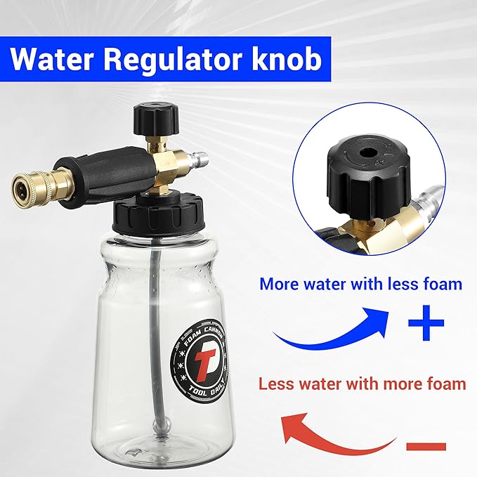Tool Daily Pressure Washer Foam Cannon with 3 Pieces Curved Extension Wands 16 Inch, Soap Spray Nozzle, 1/4” Quick Connect, 3600 PSI