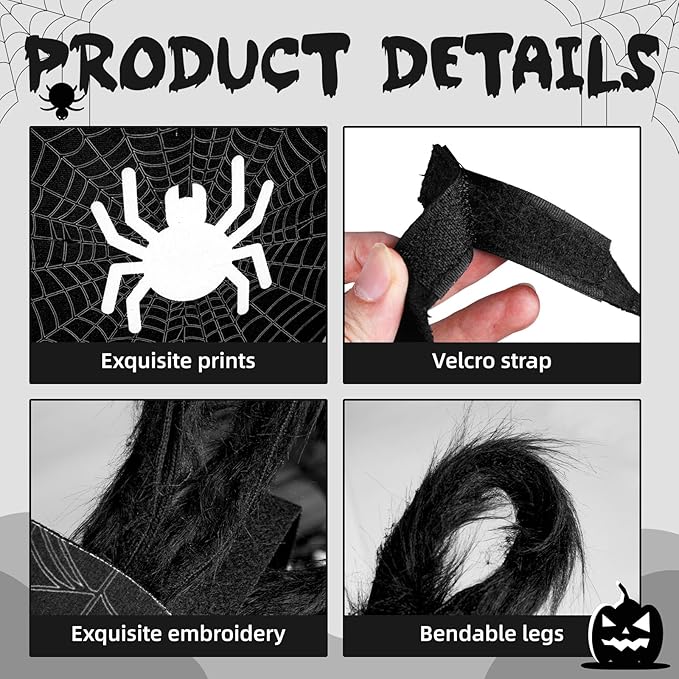 Halloween Spider Porch Goose Outfits 23inch Plastic Cement Goose Statue Costume, Fall Lawn Geese Sculpture Clothes for Garden Yard Patio Party Decoration