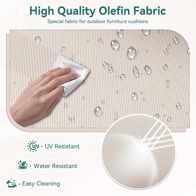 Outdoor Chair Cushions 23" x 24" x 4", Patio Deep Seat Replacement Cushions Set with Zippered Removable Cover, Weather-Resistant Olefin Fabric for Garden Chair Sofa Couch, Set of 2, Beige