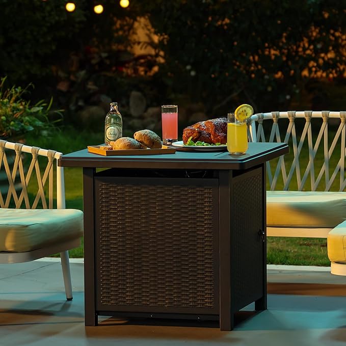 BALI OUTDOORS 50000 BTU Propane Fire Pit for Outdoor, 30 in Fire Pit Table Outdoor, Square Firepits for Outside Backyard, Patio