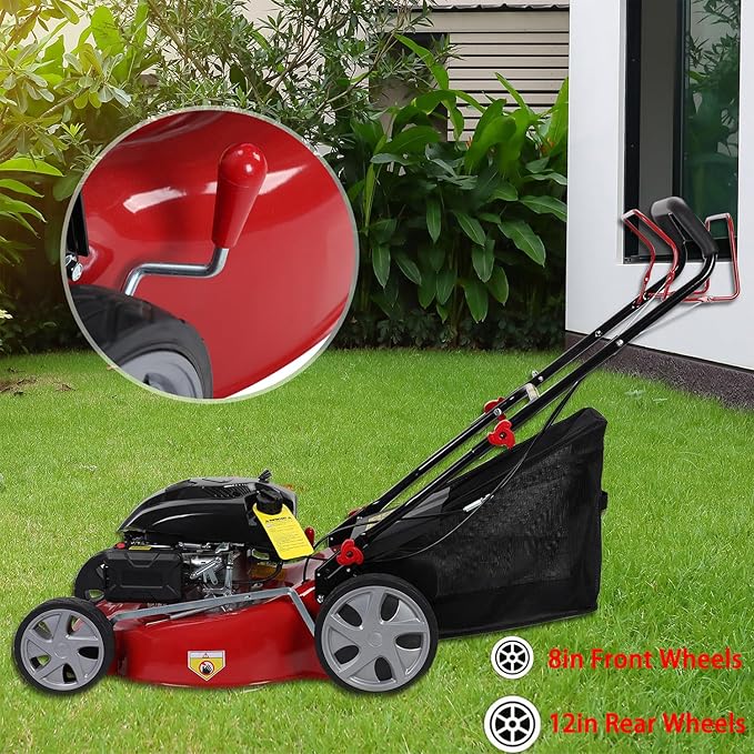 Self Propelled Gas Lawn Mower, 141cc 4-Stroke Gas Engine Lawn Mower with 20 Inches Blade Walk-Behind Lawn Mover Cordless Push Lawn Mowers Tractors with 50L Grass Tank Big Wheels 2850RPM (141cc)