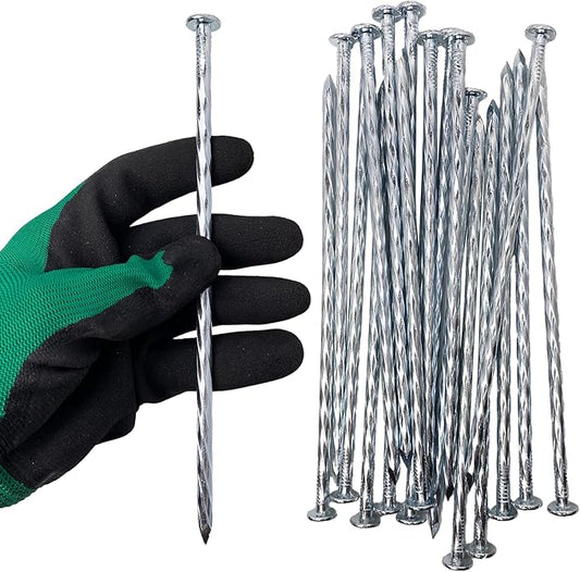 Artificial Turf Stakes Galvanized Spiral Landscape Spikes 8IN Weed Barrier Fabric Stakes for Paver Edging, Gardening Lawn Edging, Carpentry and More (20 PC)