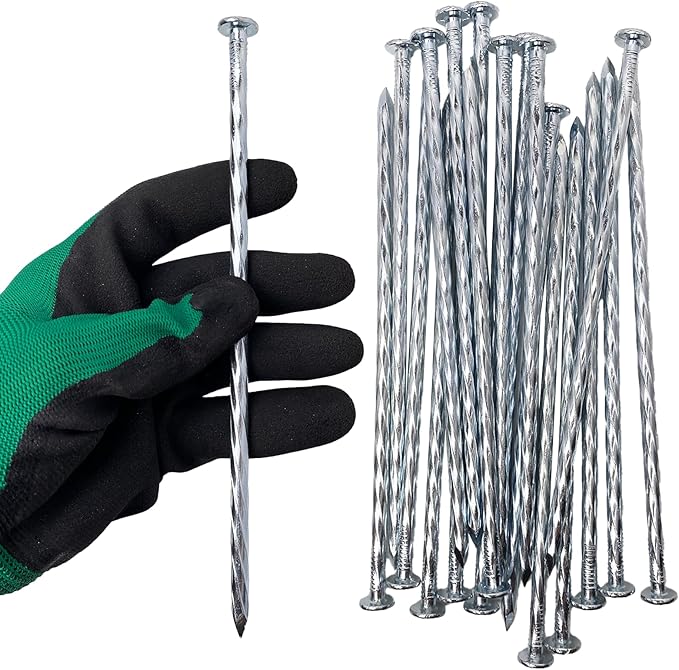 Artificial Turf Stakes Galvanized Spiral Landscape Spikes 8IN Weed Barrier Fabric Stakes for Paver Edging, Gardening Lawn Edging, Carpentry and More (55 PC)