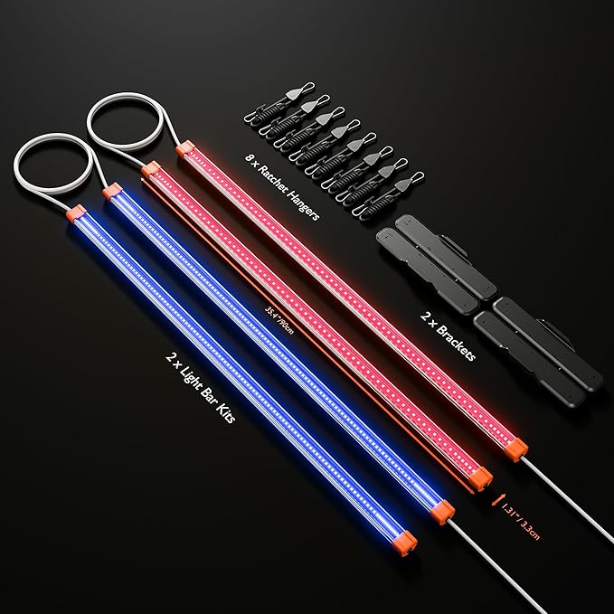 Spider Farmer 2025 Upgraded UV60 & IR30 LED Grow Light, 365-370nm UV & 730-745nm IR Supplemental Light for Indoor Plants, 2x4, 5x5 Grow Tents, 35.4" Long Bars Set