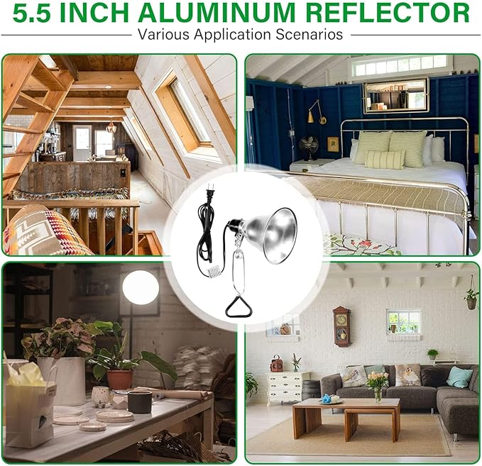 Simple Deluxe Clamp Light with 5.5 Inch Adjustable Aluminum Reflector, Suit for E26 Socket Max 60 Watt Lamp (No Bulb Included), 6 Feet 18/2 SPT-2 Cord, 2 Pack