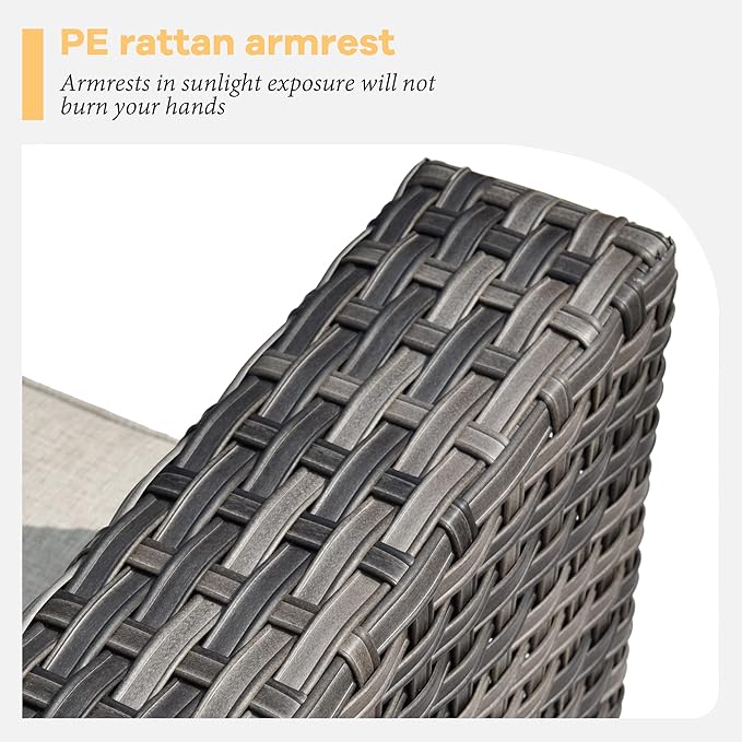 HOOOWOOO 8 Piece Patio Sectional Furniture Set with Swivel Rocking Chairs,Modern Wicker Outdoor Conversation Sofa Sets,Weather Resistant Modular L Shaped Outside Couch Set(Beige)