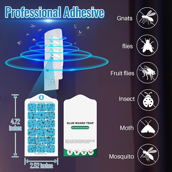 Qualirey 25 Pack Flying Insect Trap Refill Compatible with VEYOFLY Fly Trap LAMP Refill-VF02, Glue Board Bug Catcher, Replacement Sticky Glue Cards for Indoor Mosquito Gnat Fly & Other Bugs (Classic)