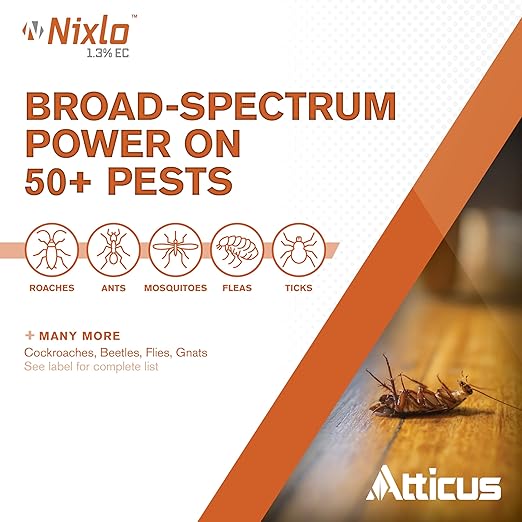Atticus Nixlo 1.3 EC (16 oz) – (Compare to Archer IGR) – Indoor and Outdoor Insect Control - Fleas, Ticks, Mosquitoes, Ants, Cockroaches – 1.3% Pyriproxyfen