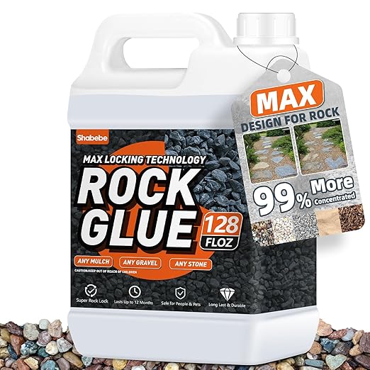 Rock Glue, 1Gallon Mulch Glue for Landscaping, Fast-Dry Strong Pea Gravel Stabilizer Landscape, Non-Toxic Long-Lasting Dries-Clear Strong Pea Gravel Binder for Pebble, Pine Straw for Outdoor Gardens