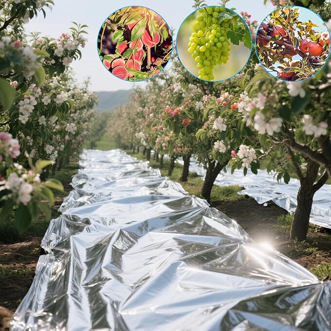 2 Pcs Plant Growth Mylar Films, 82.6 x 51.2 Inch Garden House Covering Foil Sheets High Reflective Mylar Film for Plant Growth, Grow Room, Camping