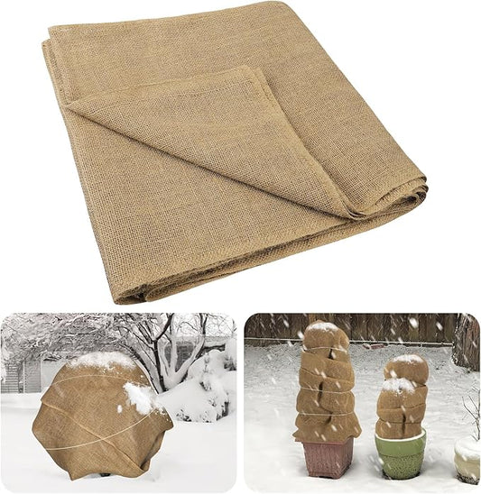 ANPHSIN 15ftx23.6in Natural Burlap Plant Covers Freeze Protection - Winter Frost Plant Blankets, Frost Cloth Tree Wrap for Outdoor Bushes Trees Potted Plants Cold Weather