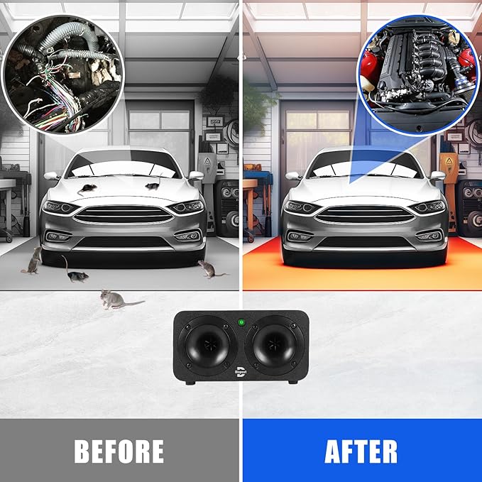 High Power Effective Plug-in Ultrasonic and Bionic, Rodent, Mouse Repeller for Building,Warehouse,Garage, Attic，Restaurant,Supermarket, and More. Coverage up to 2000 Square Feet When No Barriers